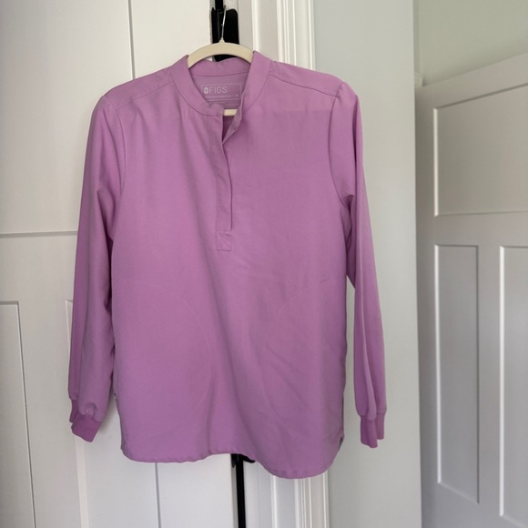 Figs Tops - Figs Rafaela Scrubs Purple Top Long Sleeve